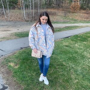 Forever 21 Pink and Blue Puffer Jacket